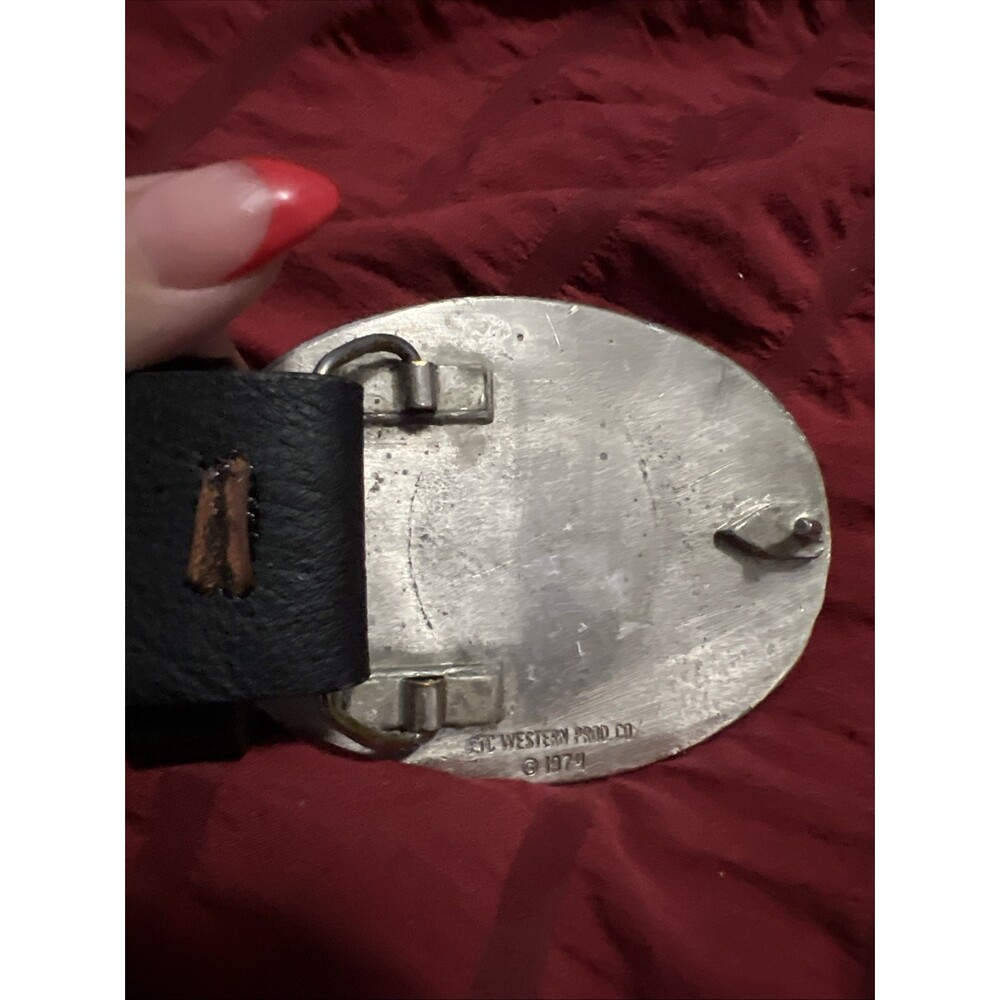 Vintage 1974 Belt Buckle & Belt LTC Western Prod. Co. Horse Roping Rodeo - Picture 5 of 6